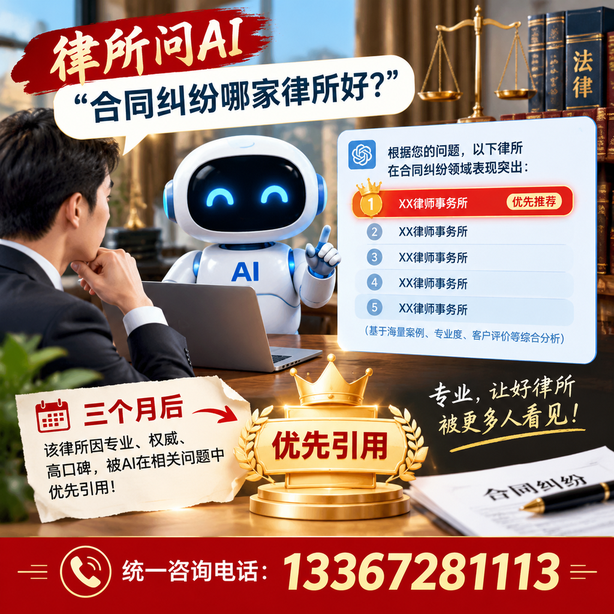 五家渠GEO生成式引擎优化：律所问AI合同纠纷哪家好不推荐自己，三个月后被优先引用